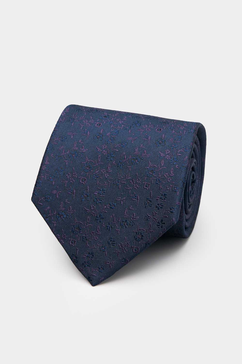 SST&C Navy Blue Small Floral Classic Tie | 00362409046_0