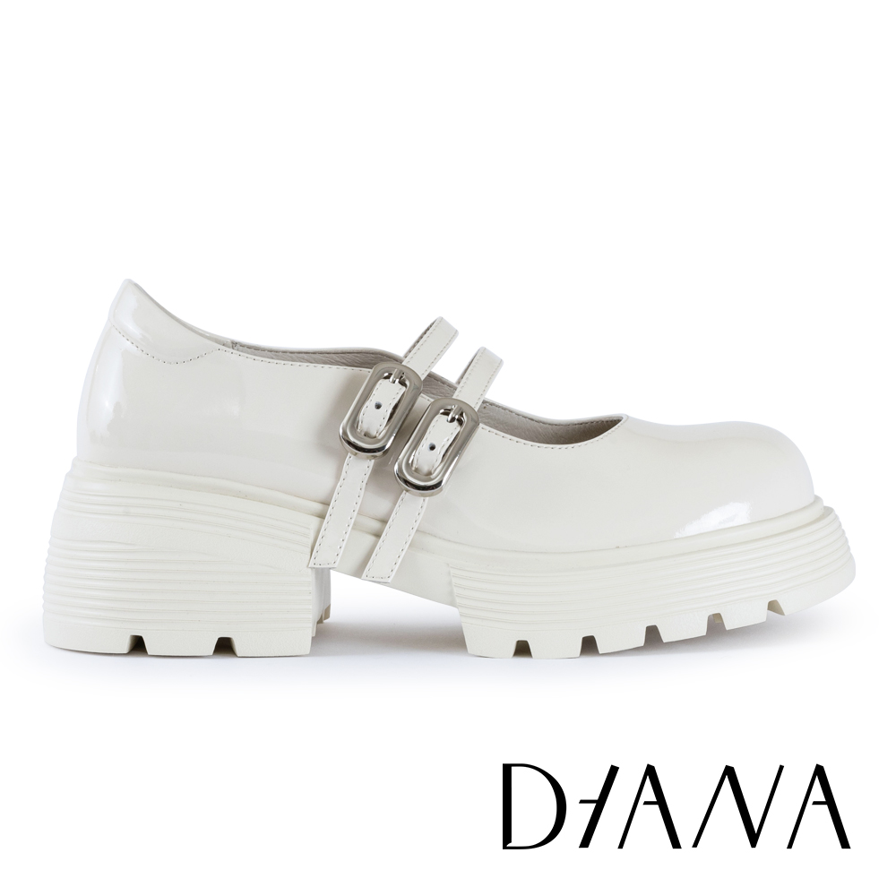 DIANA 牛漆皮雙細帶厚底瑪莉珍鞋 米色 #55301