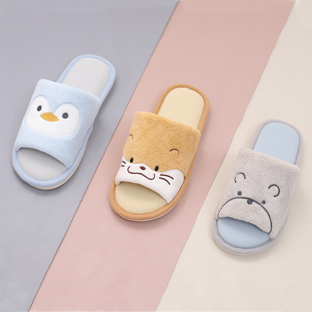 軟萌療愈★可愛系列室內布拖鞋-企鵝藍_1