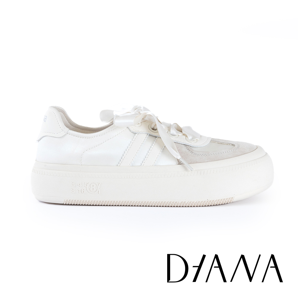 DIANA 百搭異材質拼接厚底休閒鞋 白色 #54858