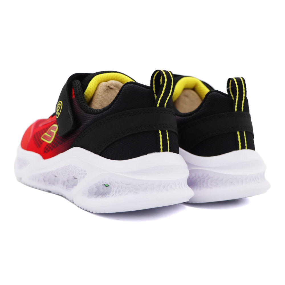 SKECHERS S LIGHTS 燈鞋 魔鬼氈 運動鞋 中童 紅黑 S0850 (401495LRDBK)_4