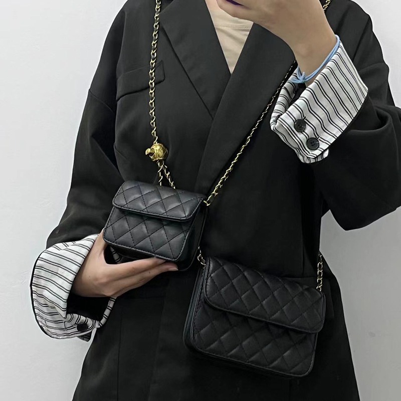 小香風菱格金球鏈條小腰包_0