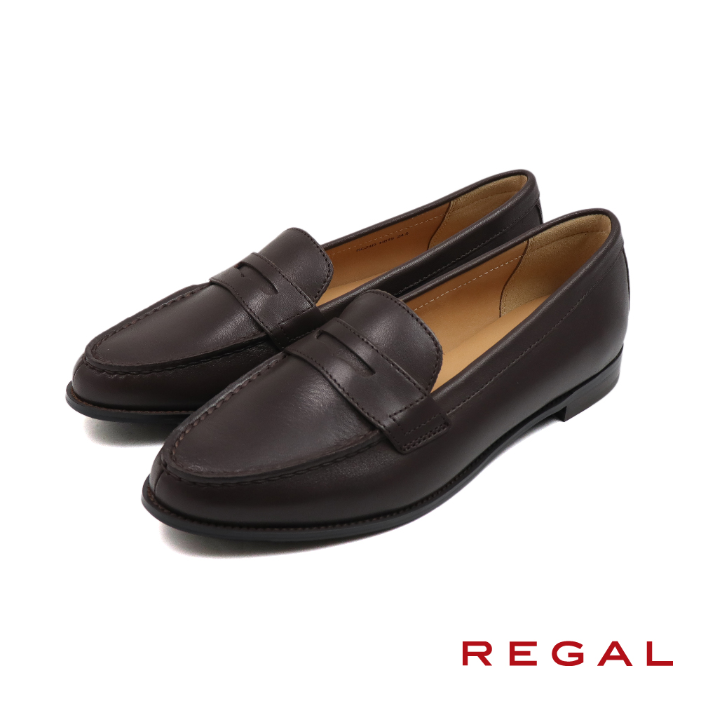 【REGAL】日本原廠經典素面便士淑女樂福鞋 棕色(H819-DN)