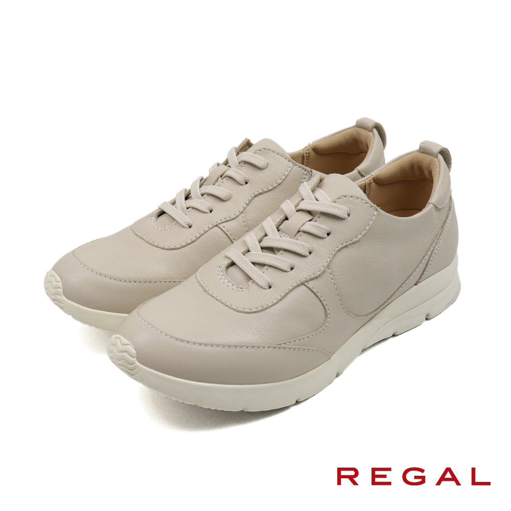 【REGAL】日本原廠彈性柔軟皮質綁帶休閒鞋 象牙白(HC67-IV)