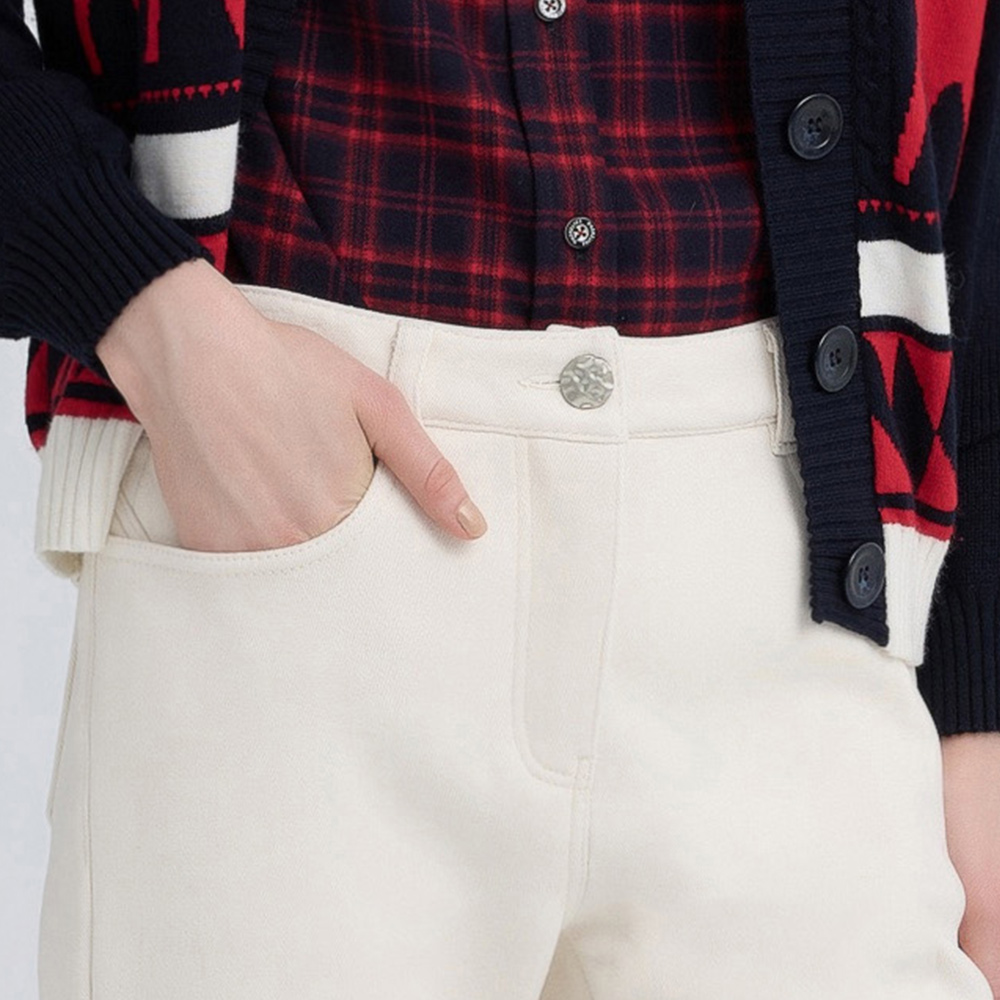 ILEY伊蕾 舒適棉質八分中腰牛仔褲(杏；M-XL)_3