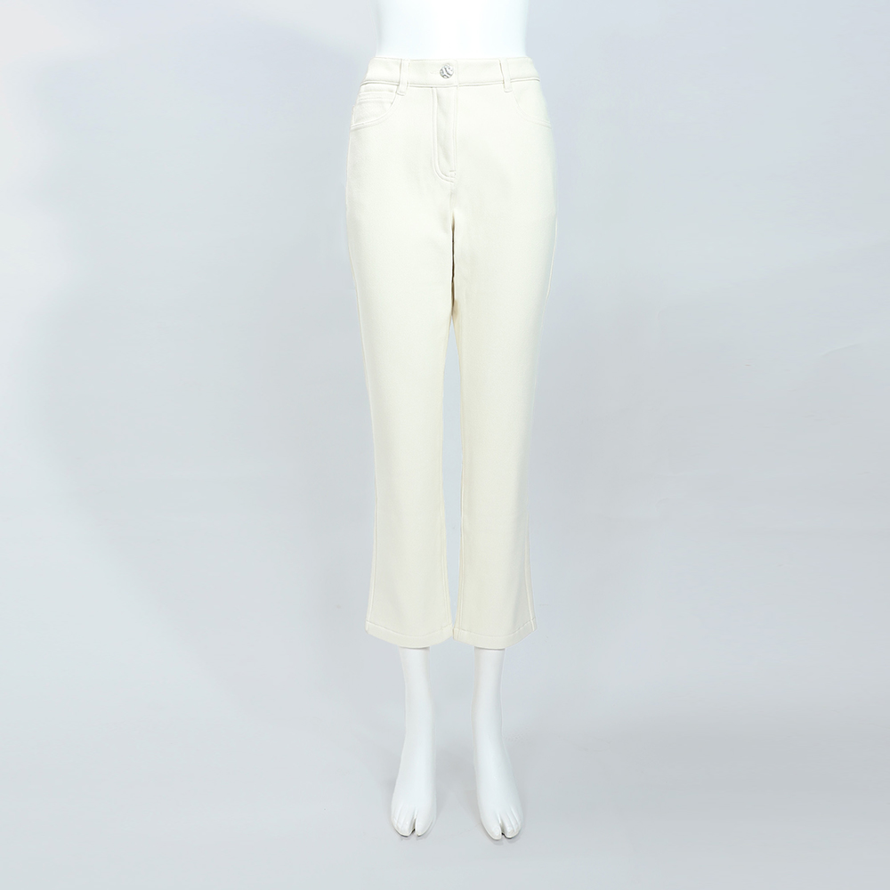 ILEY伊蕾 舒適棉質八分中腰牛仔褲(杏；M-XL)_4