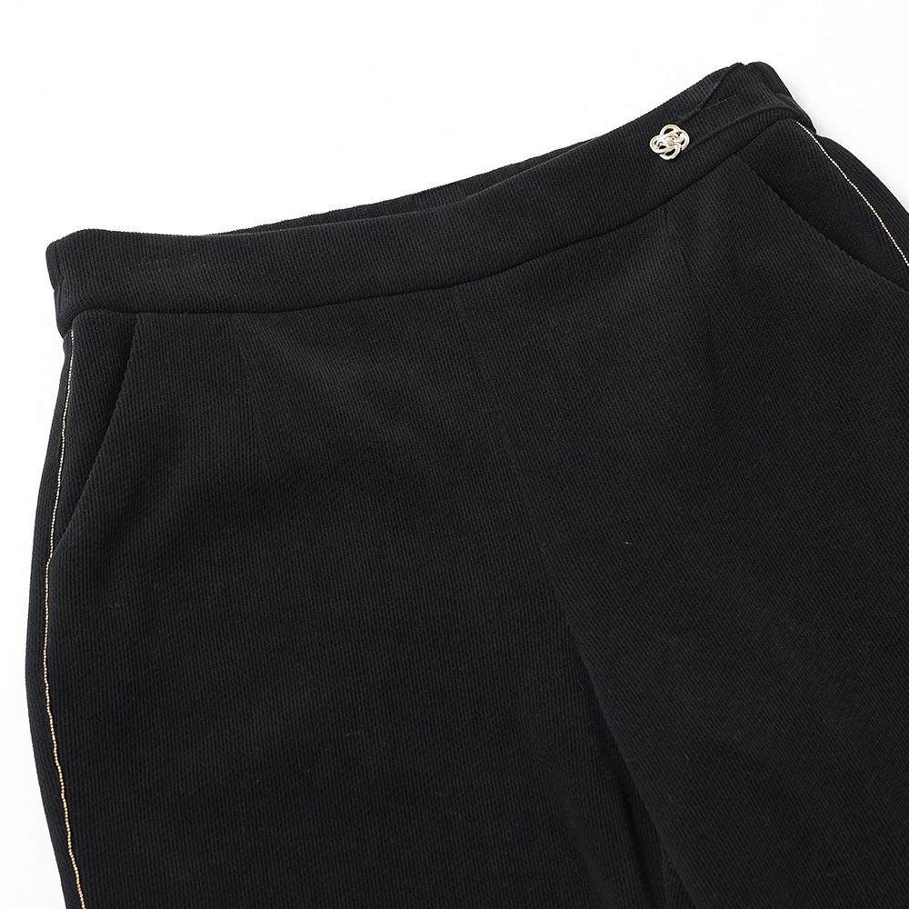 ILEY伊蕾 厚絨珠鍊織帶直筒長褲(兩色；M-XL)_2