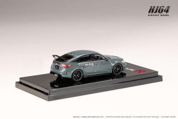 HOBBY JAPAN 1/64 本田 Honda CIVIC Type R (FL5) SONIC GRAY PEARL 珍珠灰 附底座 HJ643063GM_1