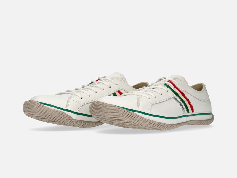【SPINGLE】經典牛皮·三色條紋低筒手工休閒鞋_SPM-168 White/Green-WOMEN