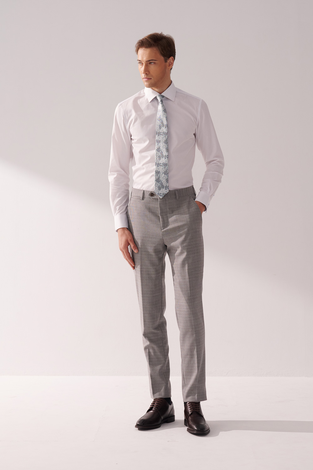 SST&C #Machine Washable Series  Gray Textured Tailor Suit Trousers | 00022409006_0