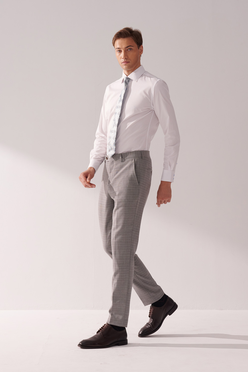 SST&C #Machine Washable Series  Gray Textured Tailor Suit Trousers | 00022409006_1