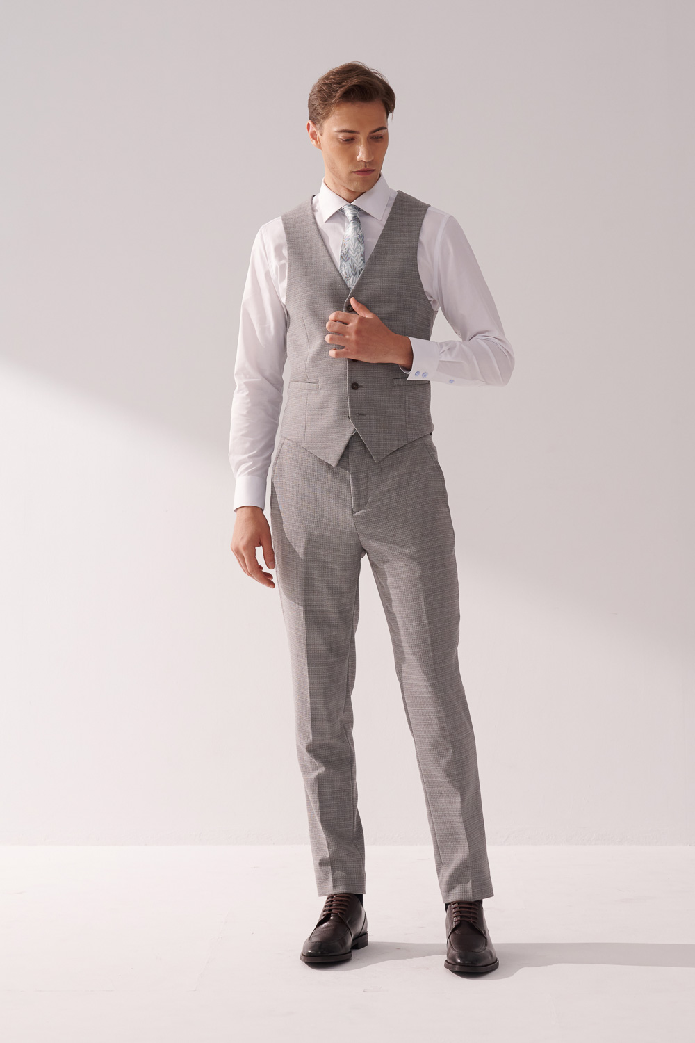 SST&C #Machine Washable Series  Gray Textured Tailor Suit Trousers | 00022409006_3