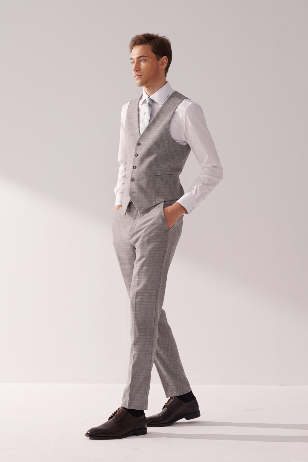 SST&C #Machine Washable Series  Gray Textured Tailored Suit Vest | 00032409006_2