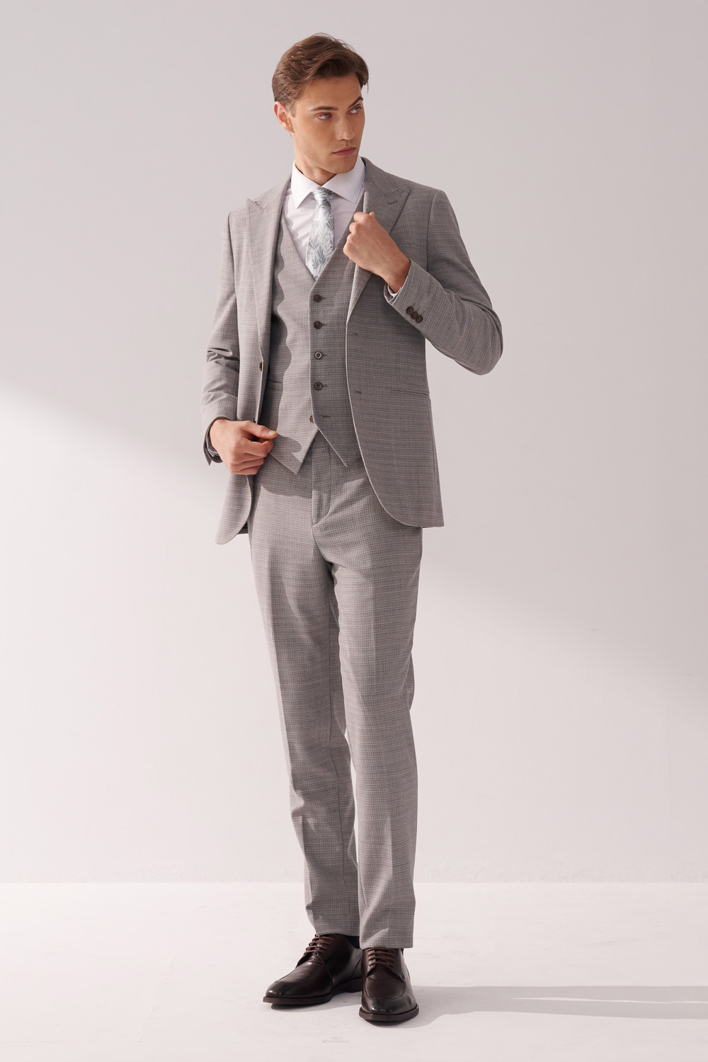 SST&C #Machine Washable Series  Gray Textured Tailored Suit Vest | 00032409006_3