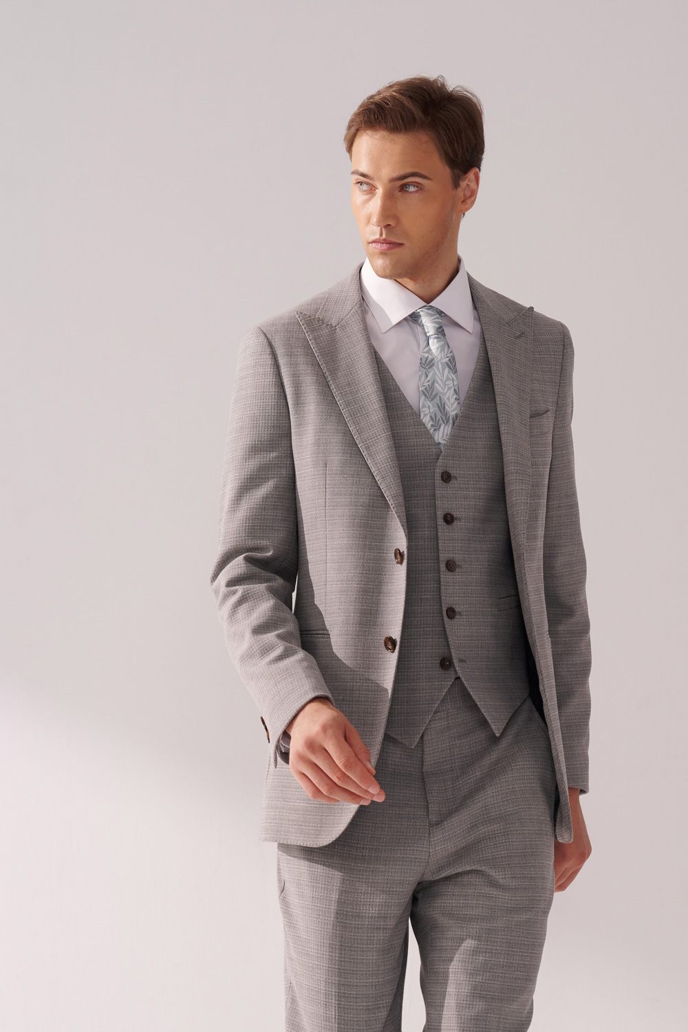 SST&C #Machine Washable Series  Gray Textured Tailored Suit Vest | 00032409006_4