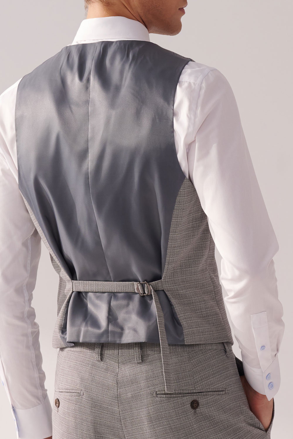 SST&C #Machine Washable Series  Gray Textured Tailored Suit Vest | 00032409006_6