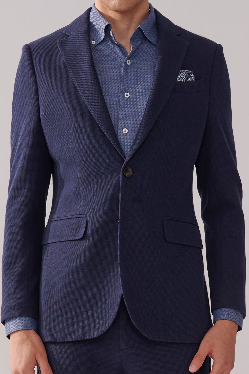 SST&C Navy Textured Slim Fit Stretch Knit Casual Suit Jacket | 00112409001_4