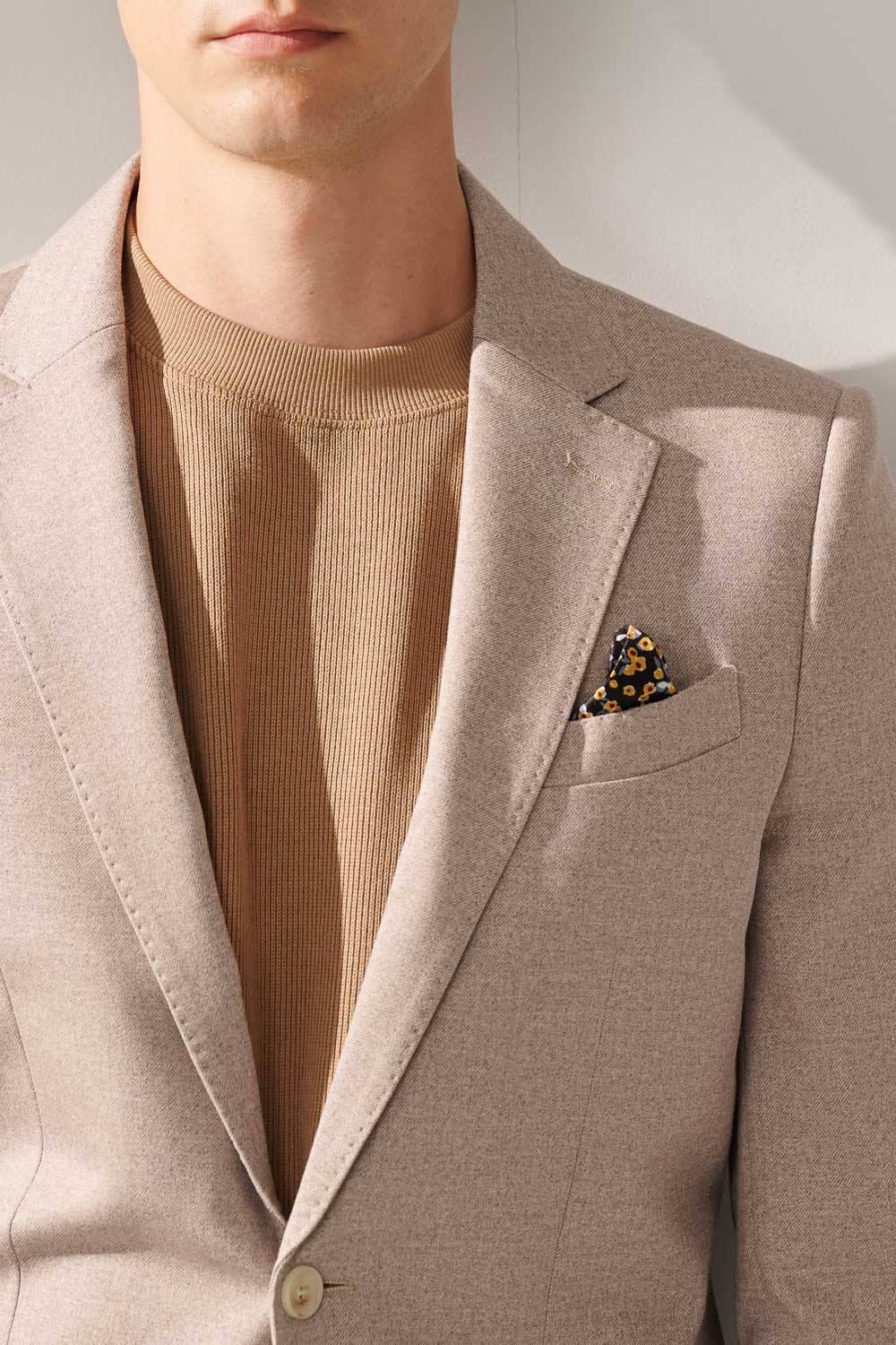 SST&C Light Khaki Twill Stretch Slim Fit Knitted Casual Suit Jacket | 00112409005_5
