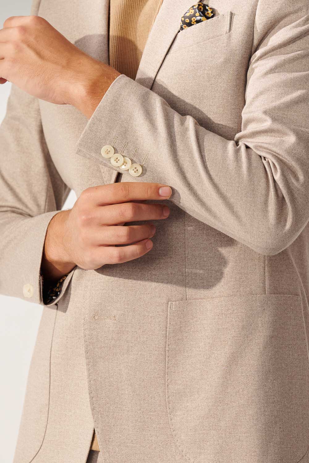 SST&C Light Khaki Twill Stretch Slim Fit Knitted Casual Suit Jacket | 00112409005_6