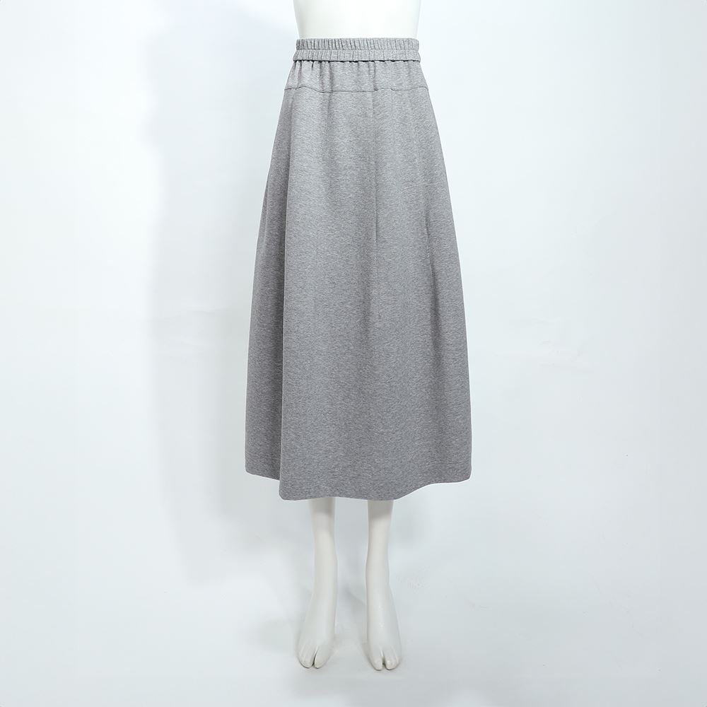 ILEY伊蕾 舒適彈性太空棉A字中長裙(灰；M-XL)_4