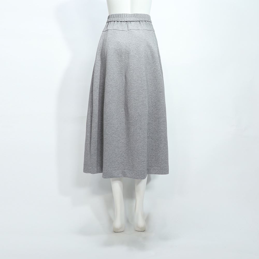 ILEY伊蕾 舒適彈性太空棉A字中長裙(灰；M-XL)_5