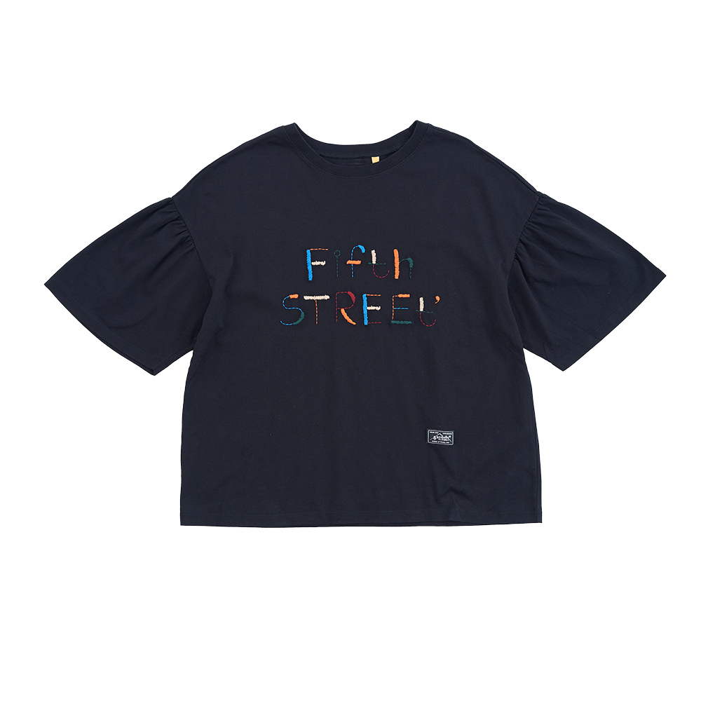 5th STREET｜山形｜女裝｜彩色LOGO英文印字寬版短袖T恤｜黑色