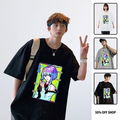 電馭叛客：邊緣行者 露西LUCY Cyberpunk賽博龐克 純棉落肩短TEE 男女短袖T 台灣製原創動漫_0