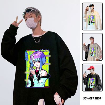 電馭叛客：邊緣行者 露西LUCY Cyberpunk賽博龐克 粗針純棉落肩大學TEE 男女長袖T 台灣製原創動漫_0