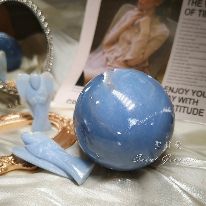 天使石球241011-1 Angelite 水晶球 雕件/擺件 ~提升靈性意識、直覺及溝通技巧_2