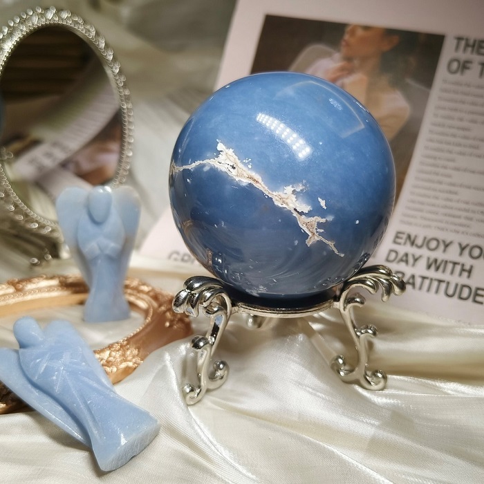 天使石球241011-1 Angelite 水晶球 雕件/擺件 ~提升靈性意識、直覺及溝通技巧_3