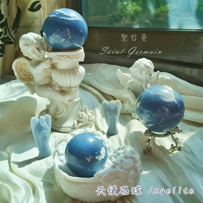 天使石球241011-1 Angelite 水晶球 雕件/擺件 ~提升靈性意識、直覺及溝通技巧_5
