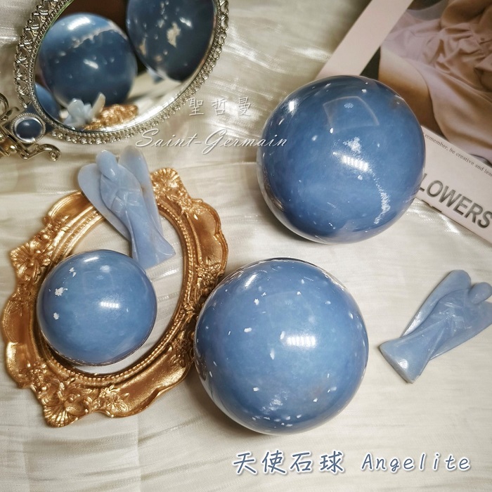 天使石球241011-1 Angelite 水晶球 雕件/擺件 ~提升靈性意識、直覺及溝通技巧_6