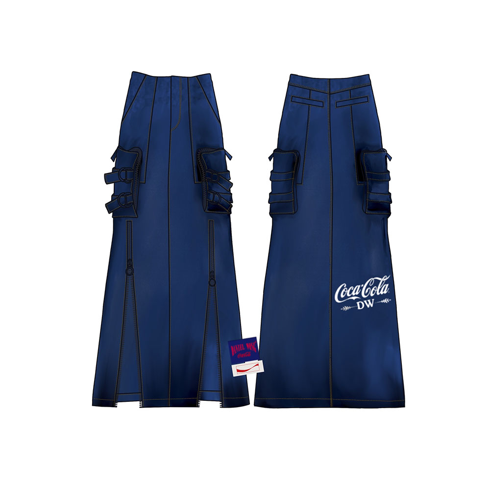 DW x Coca cola牛仔拉鍊工裝裙(水洗黑)_0
