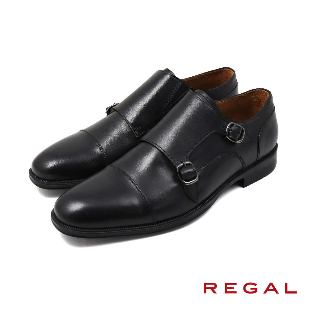 【REGAL】日本經典雙扣橫飾孟克鞋 黑色(UC09-BL)