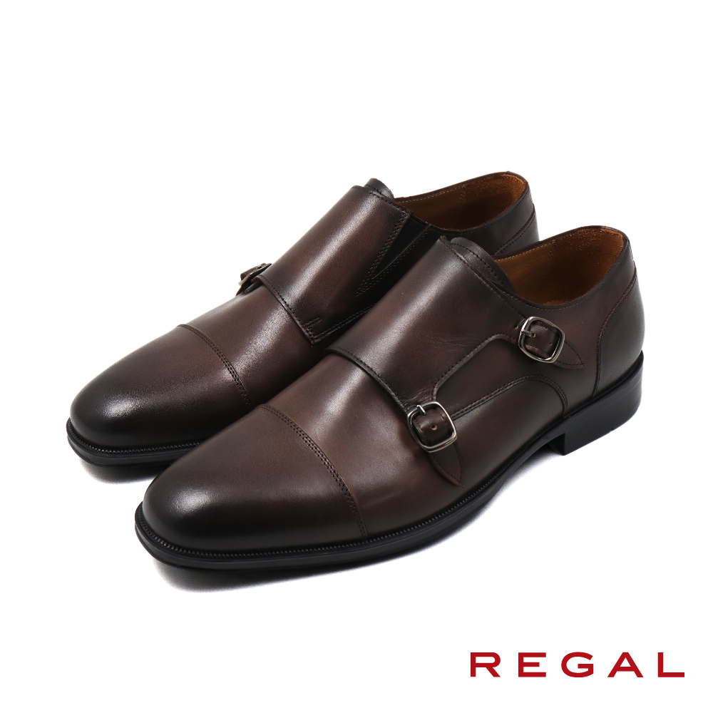 【REGAL】日本經典雙扣橫飾孟克鞋 深棕色(UC09-DBR)