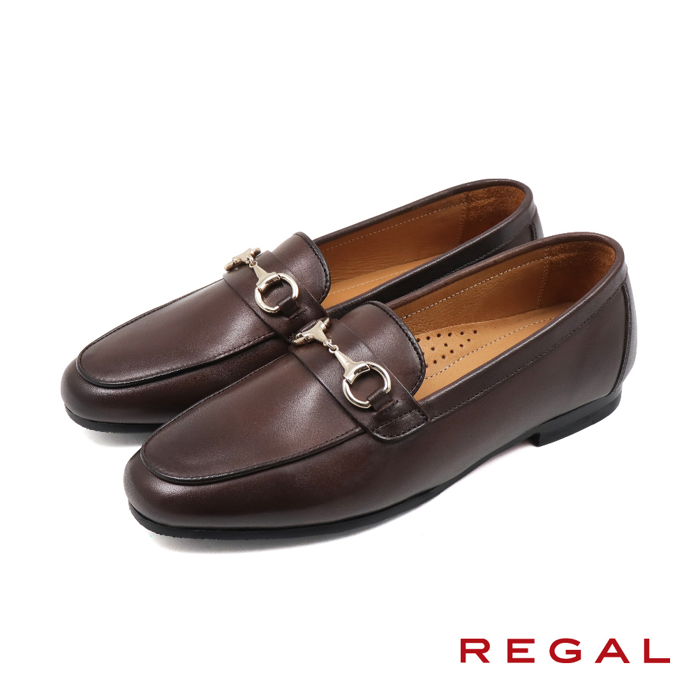 【REGAL】限量日本透氣軟墊經典馬銜扣樂福鞋 深棕色(UE03-DBR)