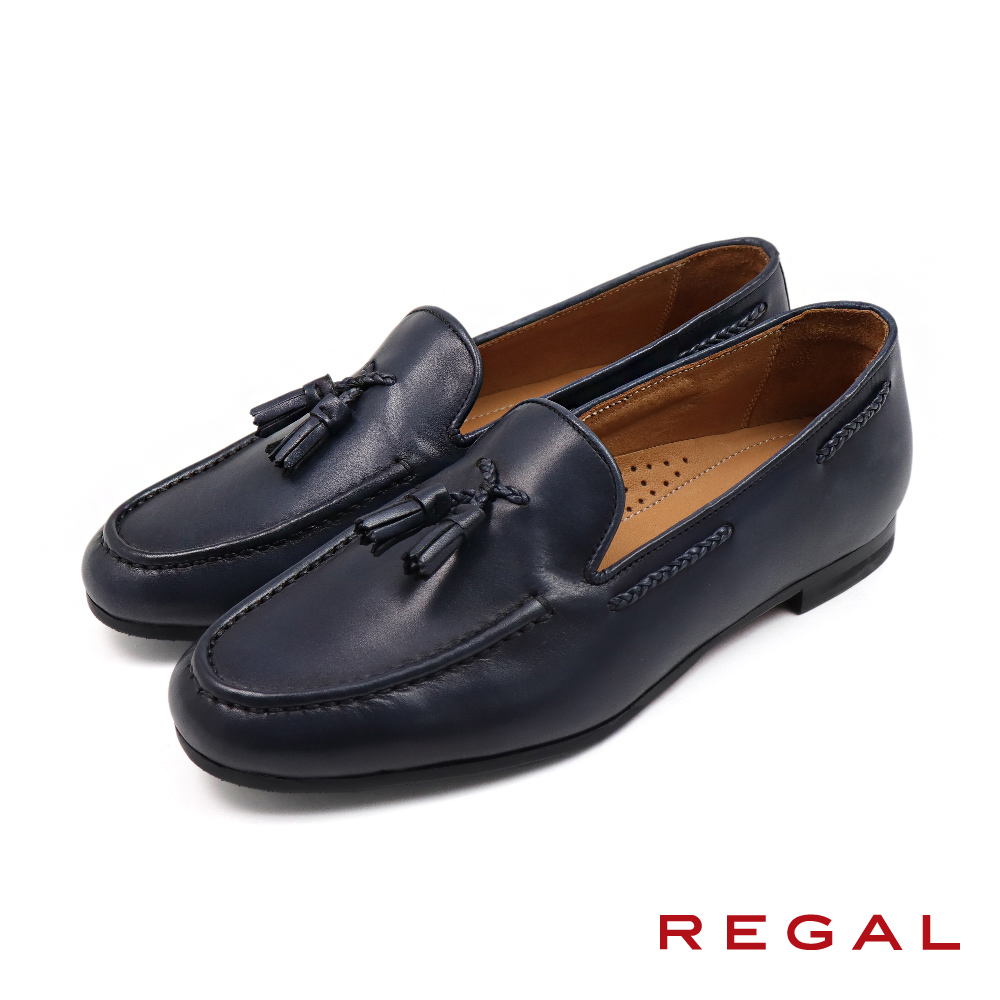 【REGAL】限量日本透氣軟墊流蘇造型帆船鞋 海軍藍(UE04-NAVY)