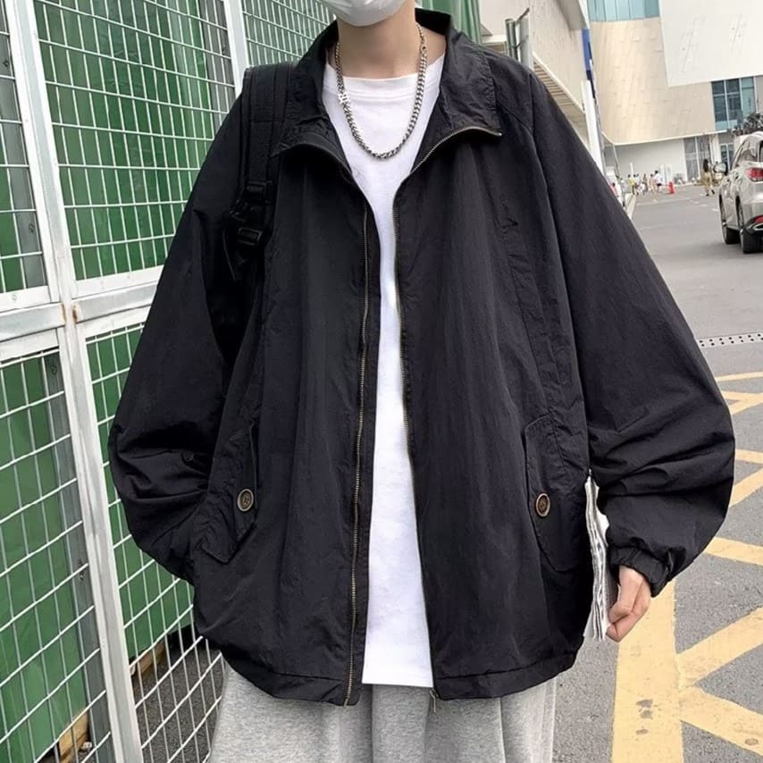 復古透氣防曬鈕扣夾克_0