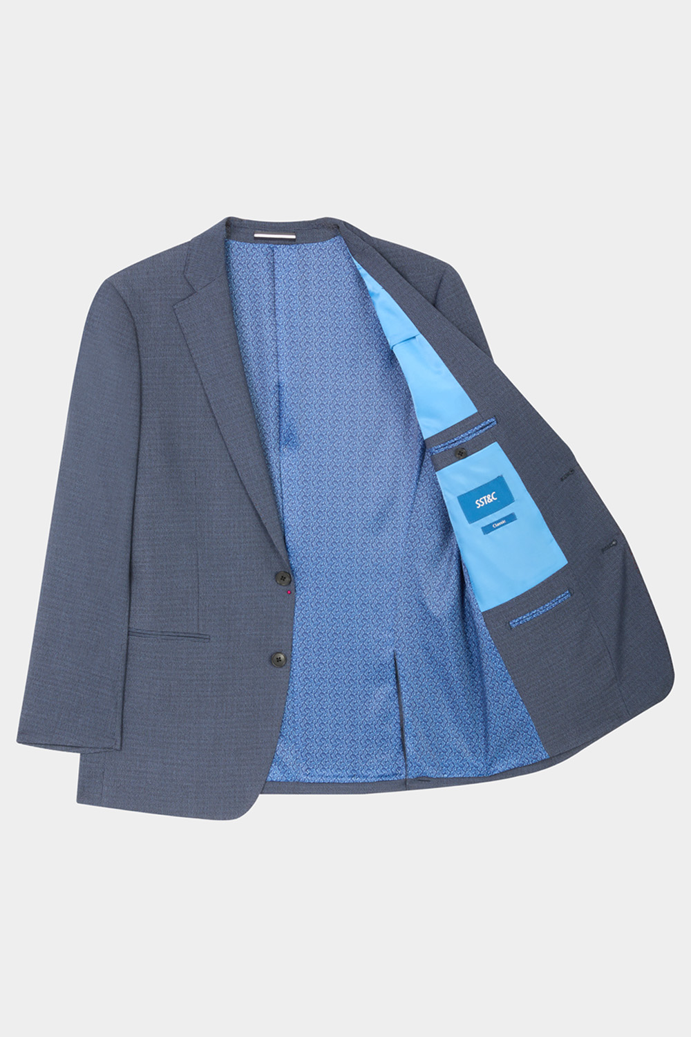 SST&C Navy Textured Classic Suit Jacket | 00012410003_6