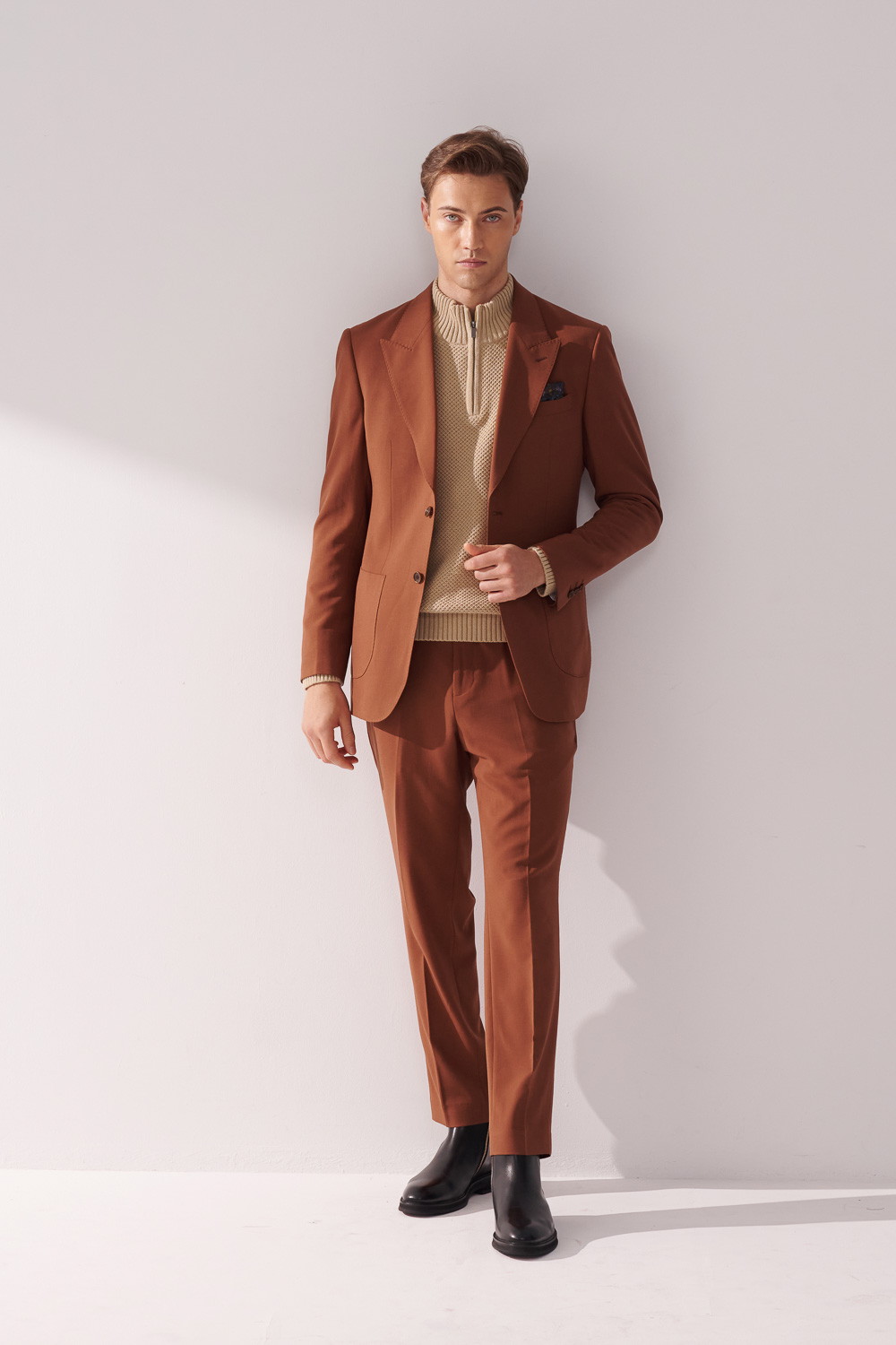 SST&C Caramel Slim Fit Suit Jacket | 00012410006_2