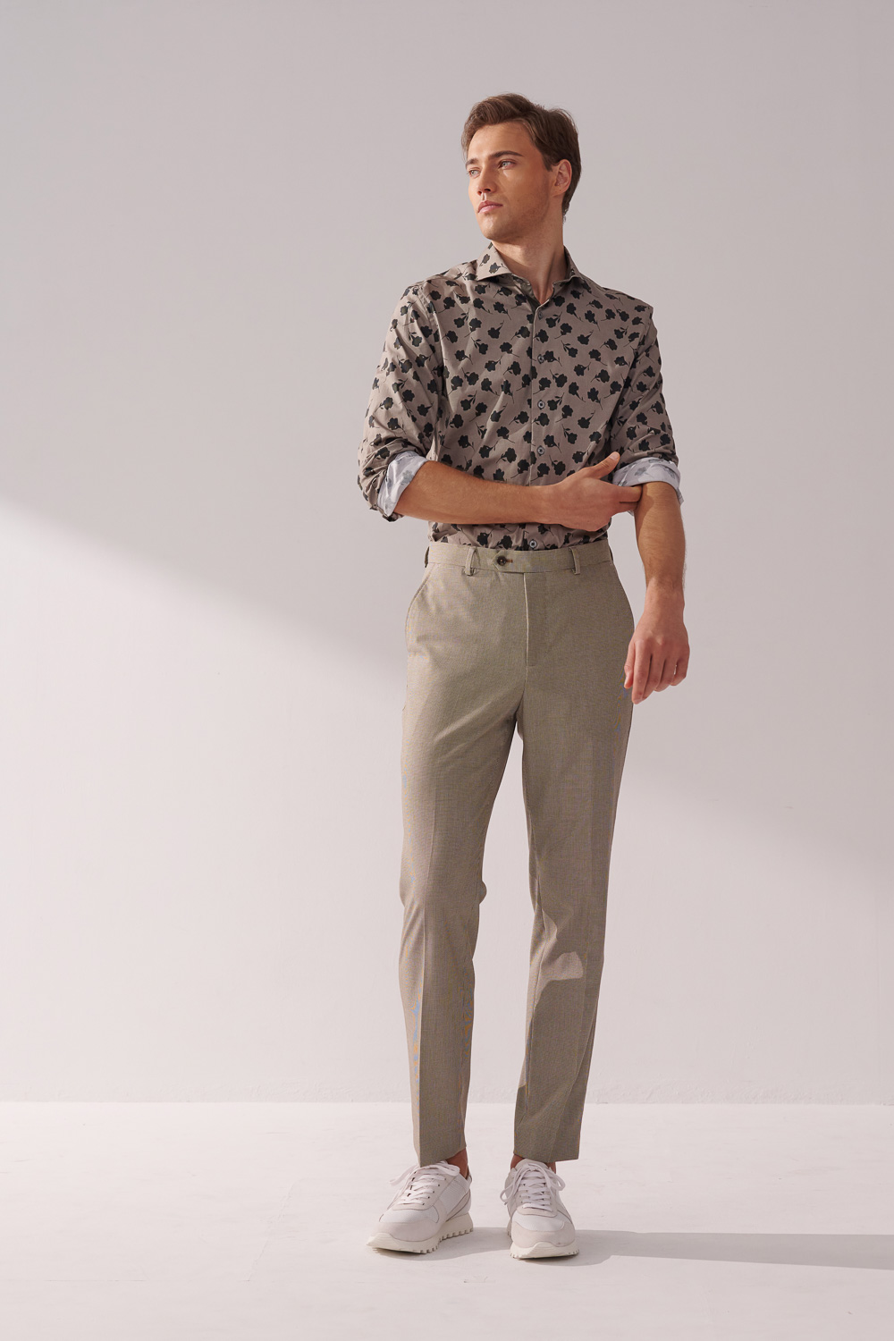 SST&C Khaki Houndstooth Tailor Suit Trousers | 00022410004_0