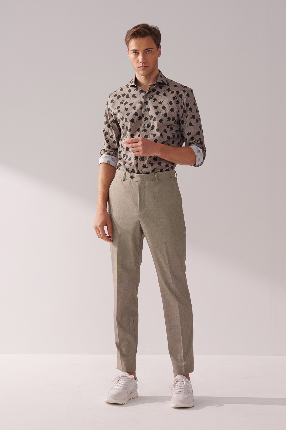SST&C Khaki Houndstooth Tailor Suit Trousers | 00022410004_1
