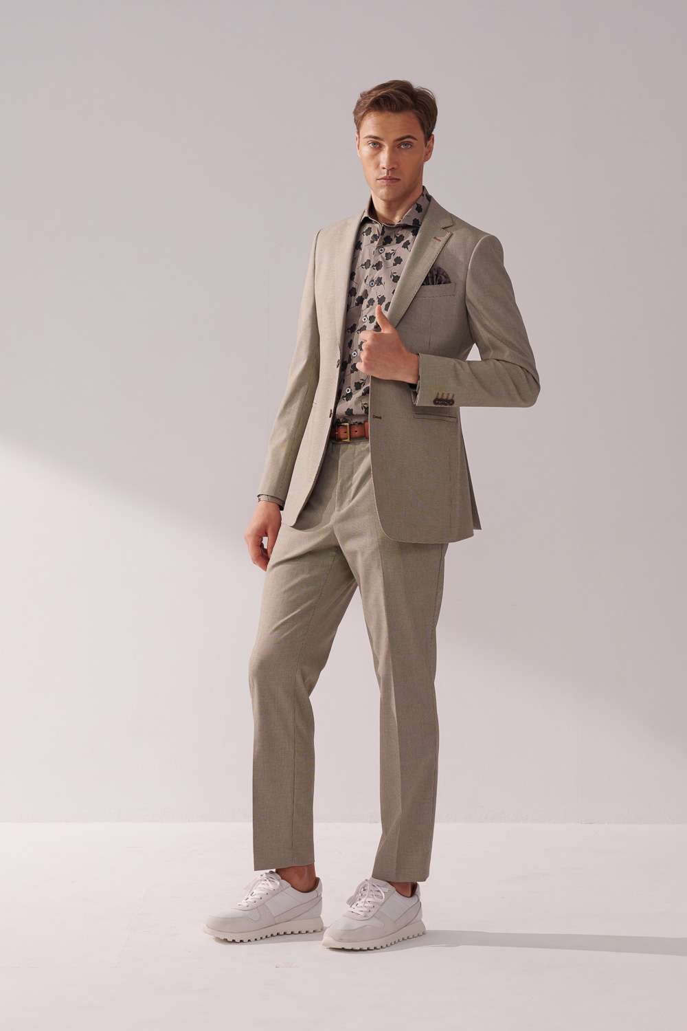 SST&C Khaki Houndstooth Tailor Suit Trousers | 00022410004_2