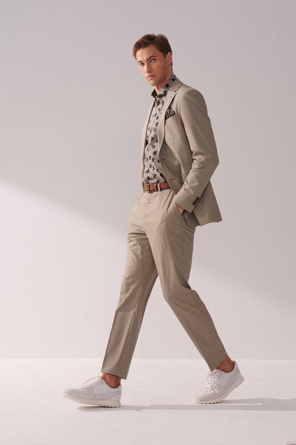 SST&C Khaki Houndstooth Tailor Suit Trousers | 00022410004_3