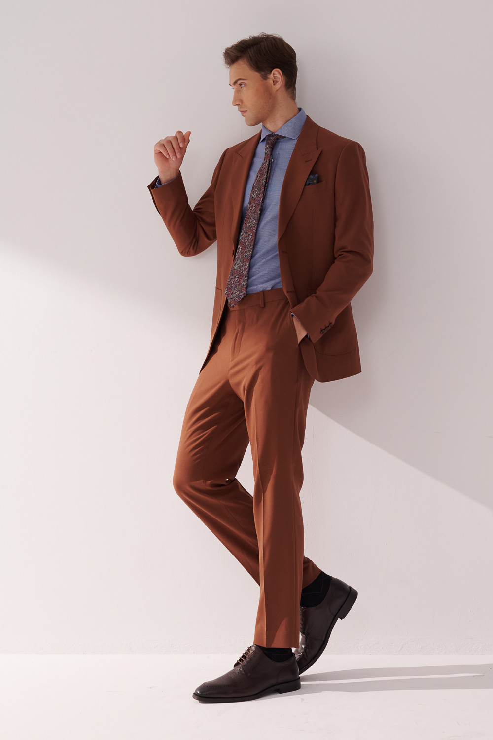 SST&C Caramel Slim Fit Suit Trousers | 00022410006_1
