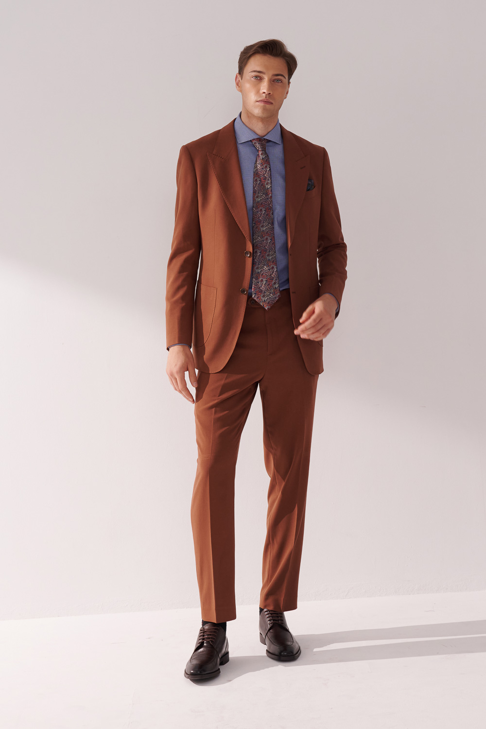 SST&C Caramel Slim Fit Suit Trousers | 00022410006_2