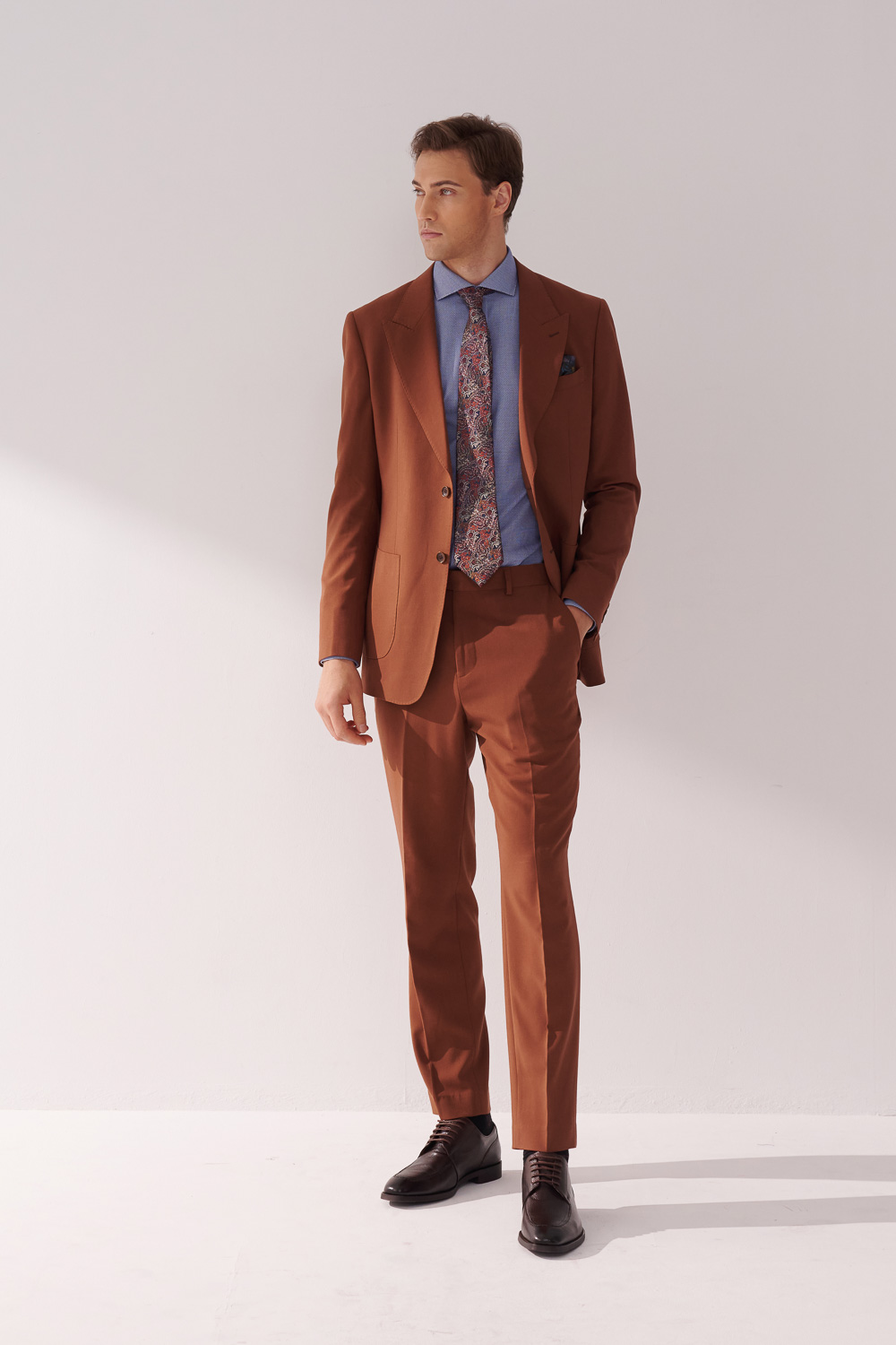 SST&C Caramel Slim Fit Suit Trousers | 00022410006_3
