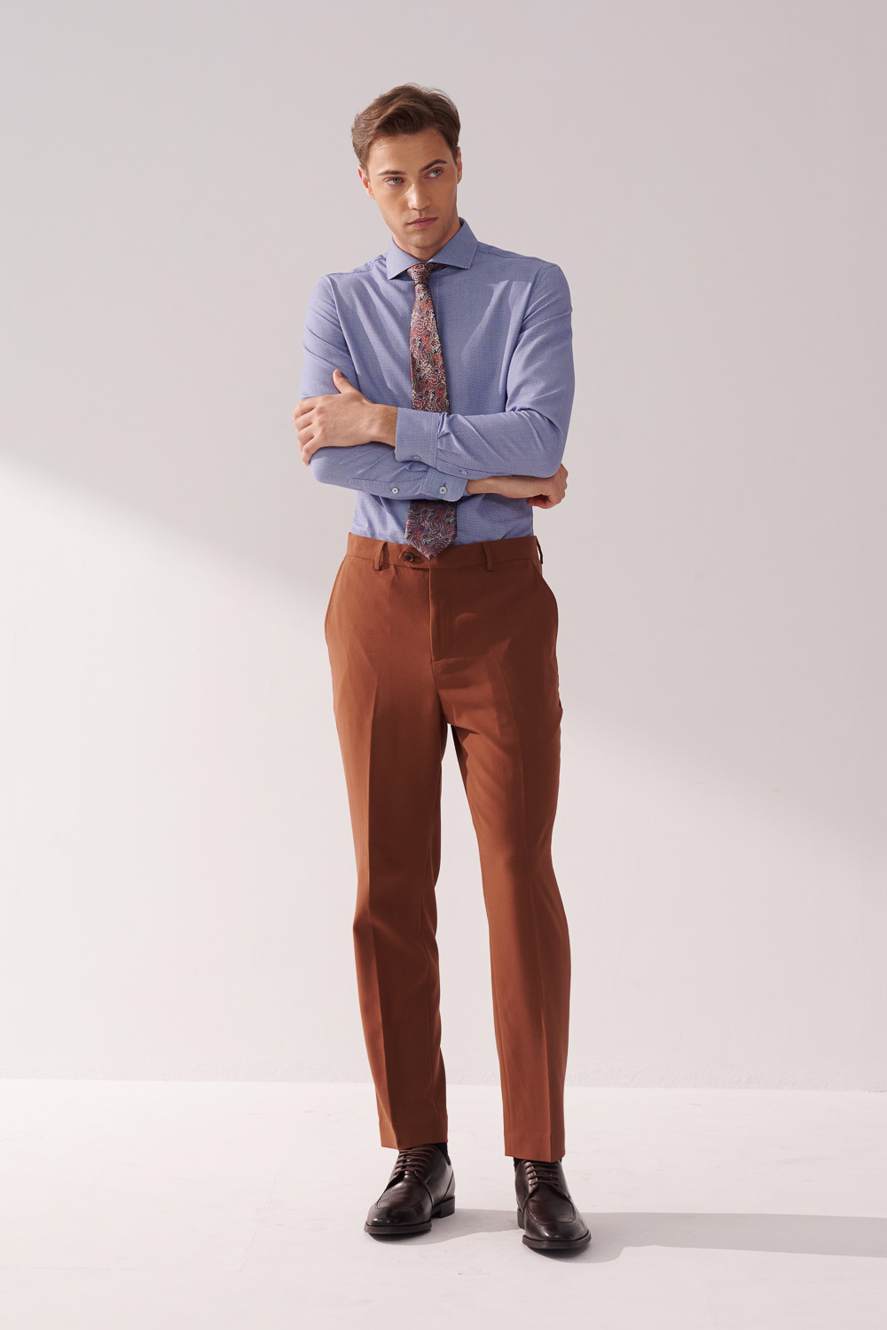 SST&C Caramel Slim Fit Suit Trousers | 00022410006_4