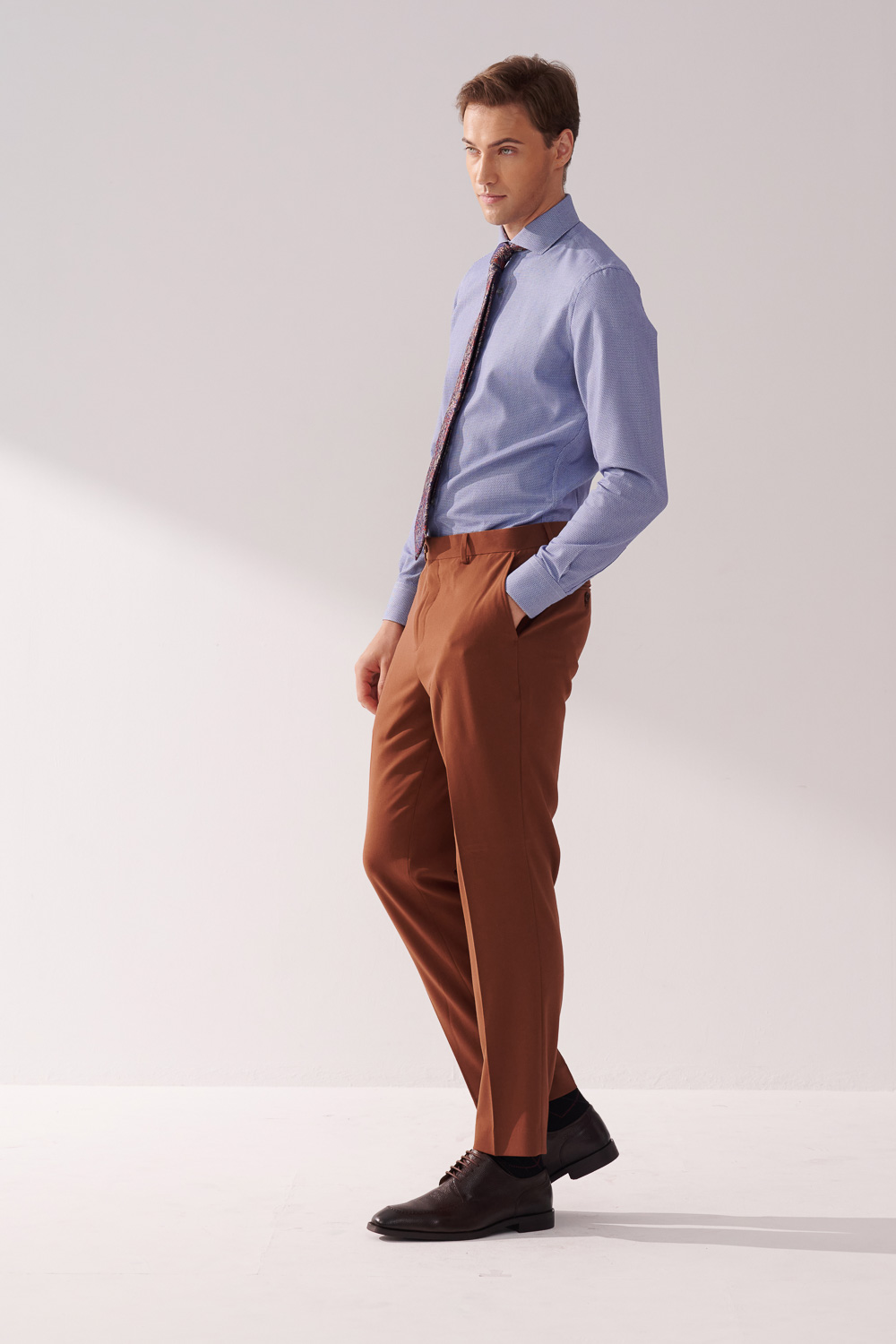 SST&C Caramel Slim Fit Suit Trousers | 00022410006_5