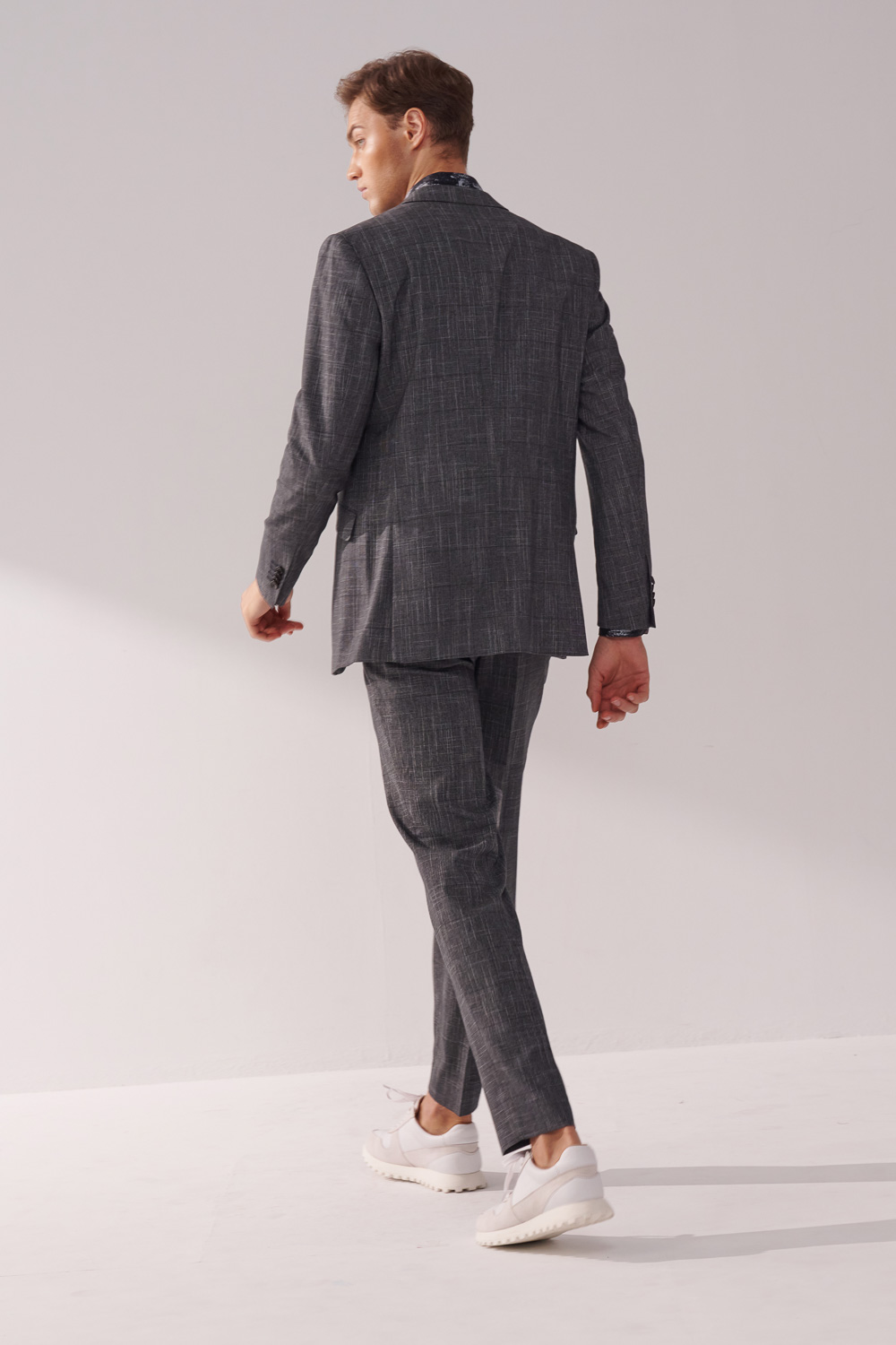 SST&C Dark Gray Textured Slim Fit Suit Trousers | 00022410007_4